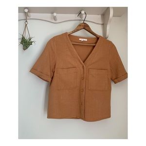 Sweet Mustard Button-Down Top — Lightly Worn